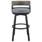 Armen Living Encinitas Patio Swivel Counter Height Bar Stool with Dark Gray Cushion in Black, , large