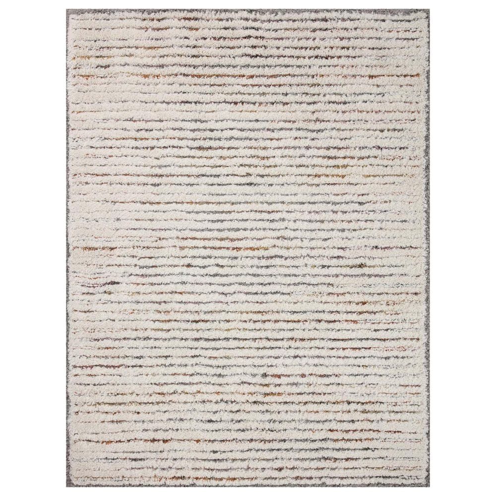 Loloi Levitt Shag 5"3" x 7"6" Ivory and Multicolor Area Rug, , large