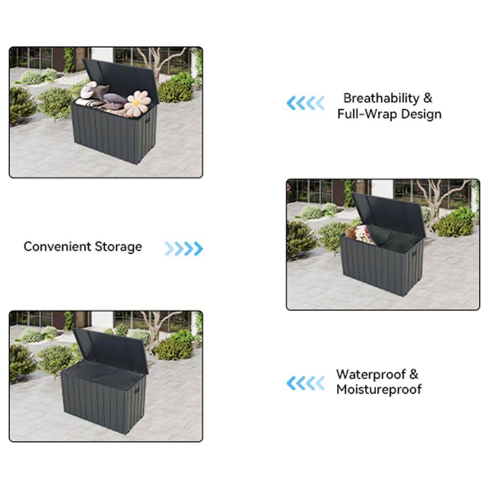 HOMLUX 200-Gallon Outdoor Metal Storage Deck Box in Gray, , large