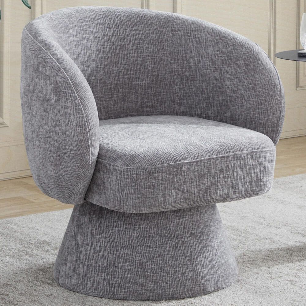 LumiSource Fran Swivel Accent Chair in Grey, , large