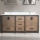 Lexora Home Ziva 72" Double Bathroom Vanity in Rustic Barnwood with 2 cm White Quartz Top and Rectangular Sinks, , large