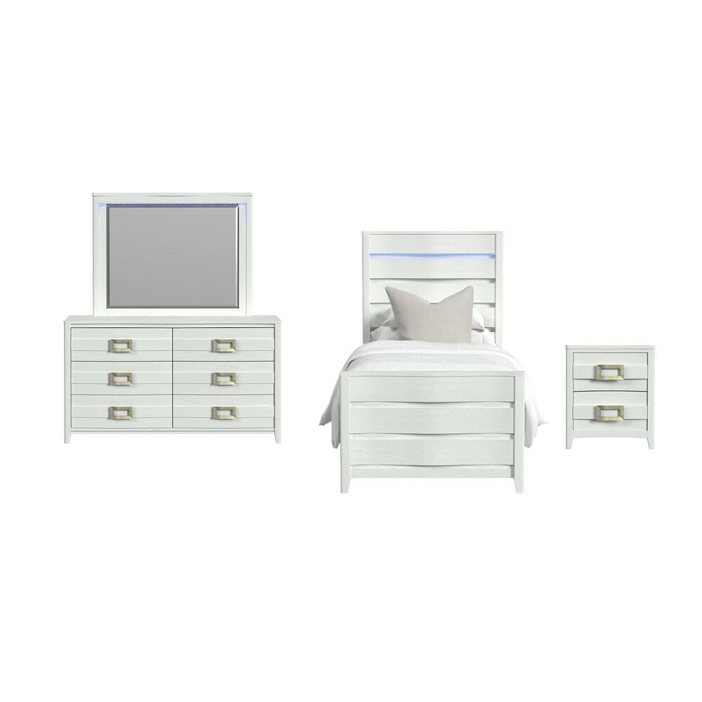 Mayberry Hill Tobais 4-Piece Twin Bed Set in White, , large