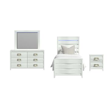 Mayberry Hill Tobais 4-Piece Twin Bed Set in White, , large