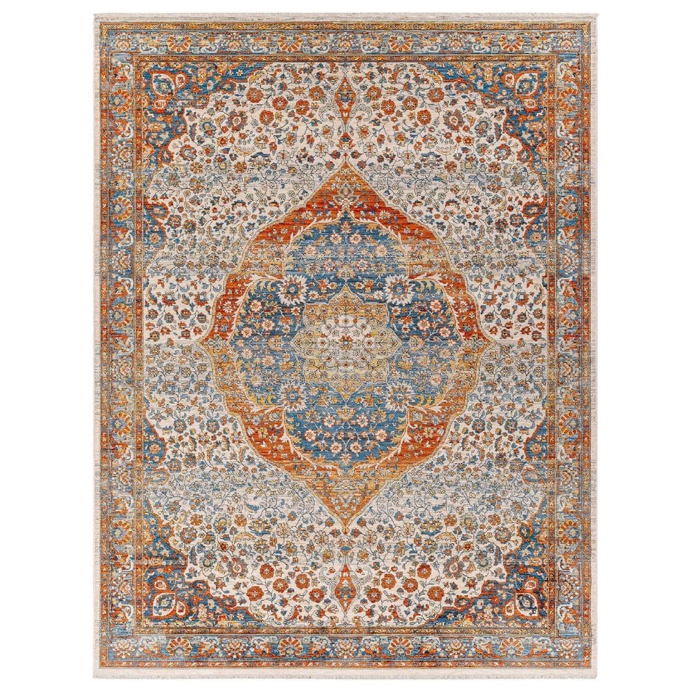 Surya Chicago CHG2306 7&#39;10&quot; Round Light Beige, Blue, Brick Red, Burnt Orange, Mustard,Taupe Area Rug, , large