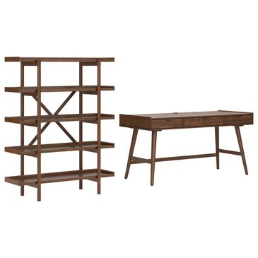 Ashley Lyncott 2-Piece Desk and Bookcase Set in Brown, , large