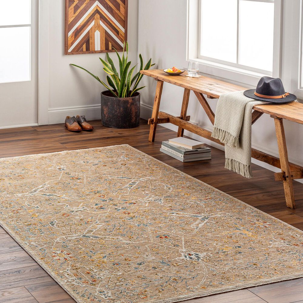 Surya Reina Light Brown, Tan, Denim, Rust, Olive, Light Gray, Cream and Mustard 6'7" x 9'6" Area Rug, , large