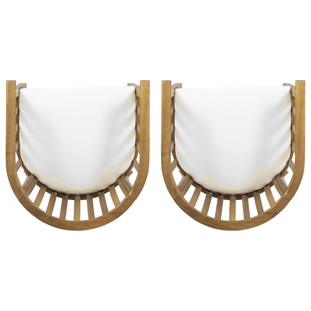 Hearth and Haven Outdoor Dining Chair with Cream Cushion in Teak (Set of 2), , large