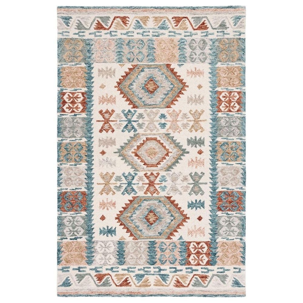 Safavieh Micro-Loop 4" x 6" Ivory and Blue Area Rug, , large