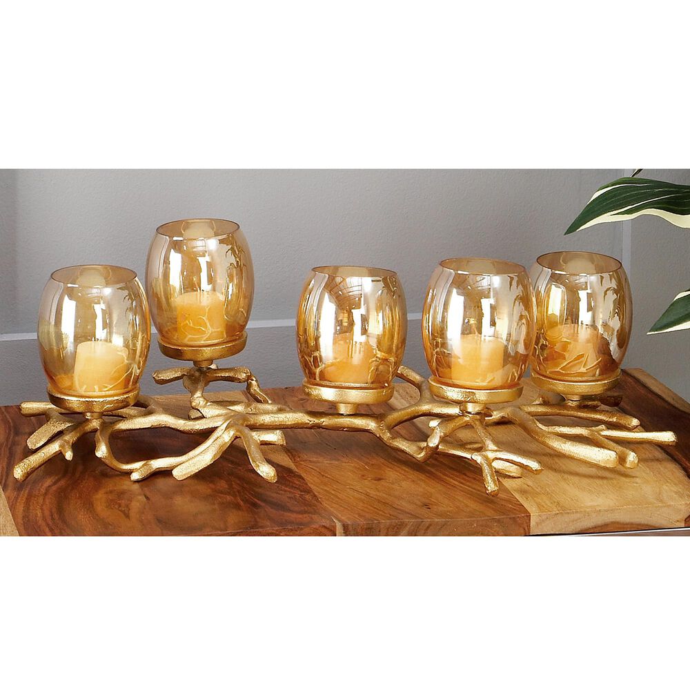 Maple and Jade 19" x 6" Hurricane Lamp in Gold, , large