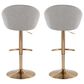 LumiSource Matisse Adjustable Swivel Barstool with Grey Fabric Upholstery in Gold (Set of 2), , large