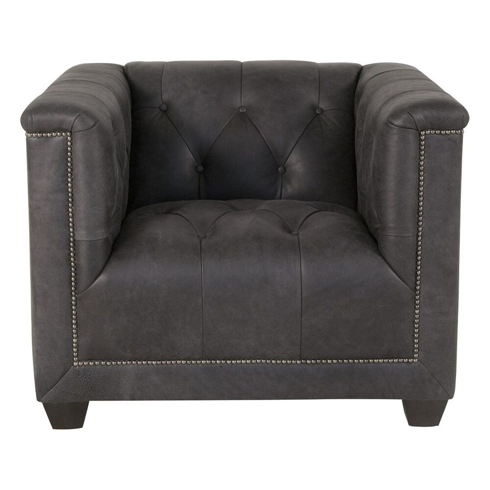 Bernhardt Leather Chair in High Cotton Coal, , large