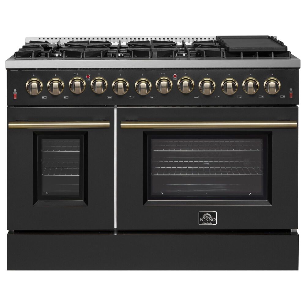 Forno Galiano 48" Freestanding Dual Fuel Range in Black, , large