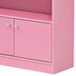 HOMLUX 4-Tier Bookshelf with 2-Door Storage Cabinet in Pink, , large