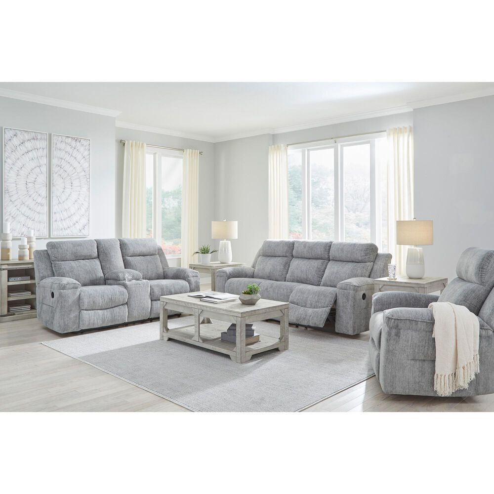 Ashley Buntington Manual Reclining Sofa in Pewter, , large