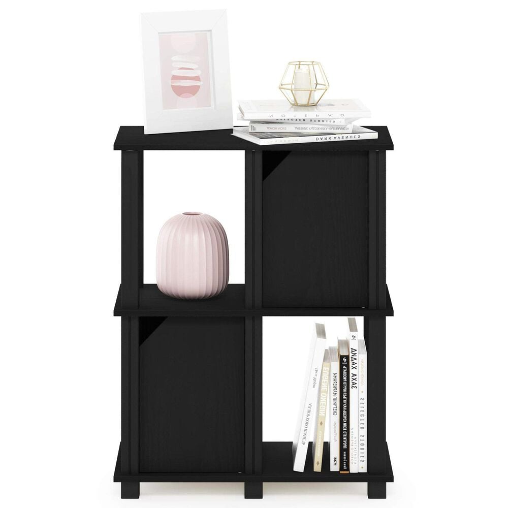 HOMLUX 3-Tier Storage Bookcase with Two Doors in Black Oak and Black, , large
