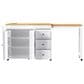 HOMLUX 74.8" Kitchen Island with Extendable Dining Table in White and Natural, , large