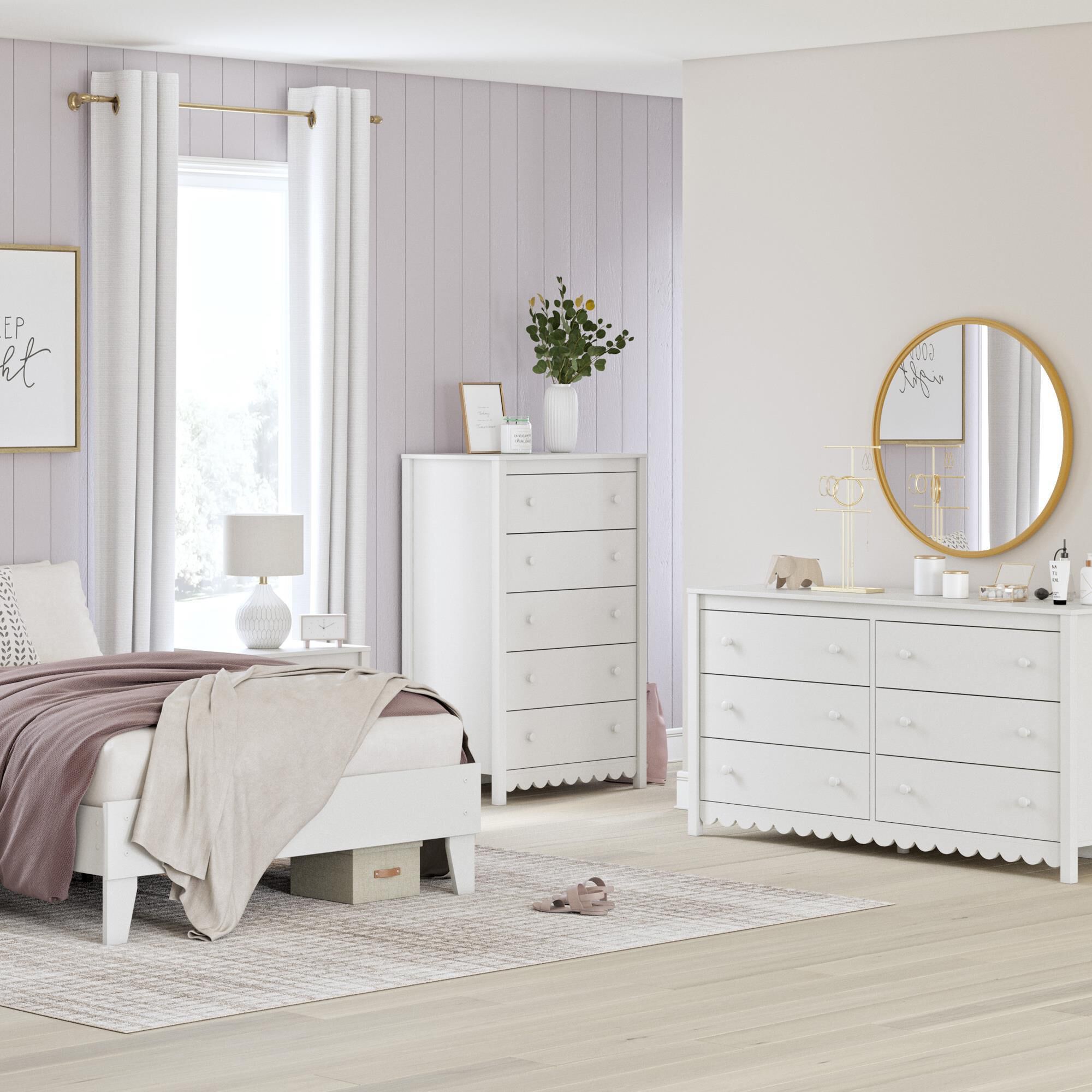 Ashley Hallityn 5-Drawer Chest in Matte White