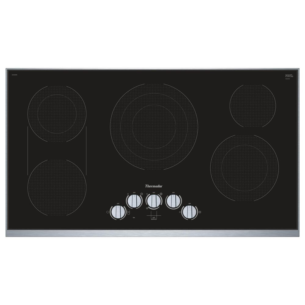 Thermador 36" Masterpiece Knob Control Electric Cooktop - Black Frameless, , large