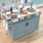 HOMLUX 53" Outdoor Kitchen Island in Grey Blue and Stainless Steel, , large