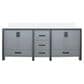 Lexora Home Ziva 84" Double Bathroom Vanity in Dark Grey with 2 cm White Quartz Top and Rectangular Sinks, , large