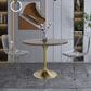 Leisuremod LeisureMod Verve Collection 36 Round Dining Table, Brushed Gold Base with Dark Maple MDF Top, , large
