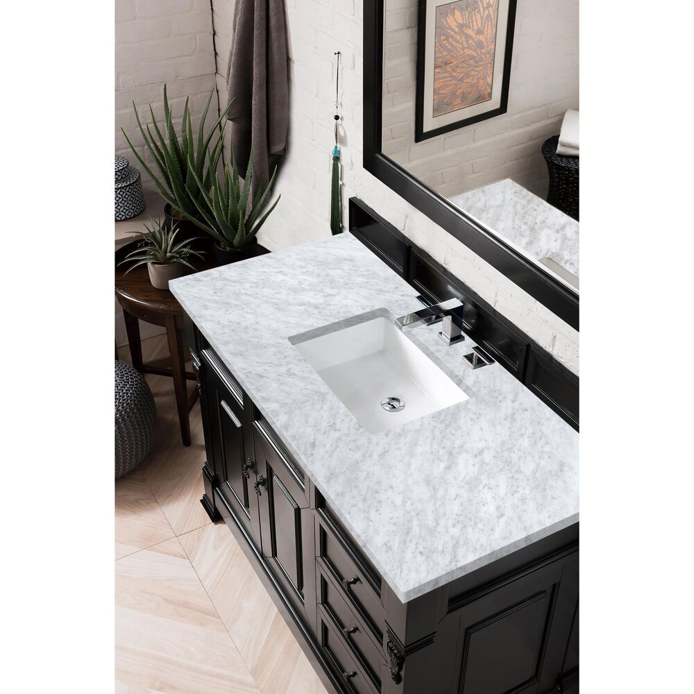 James Martin Vanities Brookfield 48&quot; Single Bathroom Vanity in Antique Black with 3 cm Carrara White Marble Top and Rectangle Sink, , large