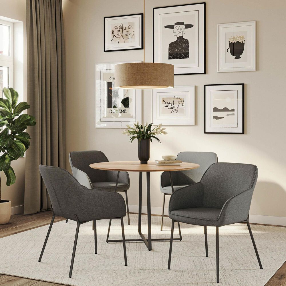 LumiSource Daniella Arm Chair with Charcoal Cushion in Black (Set of 2), , large