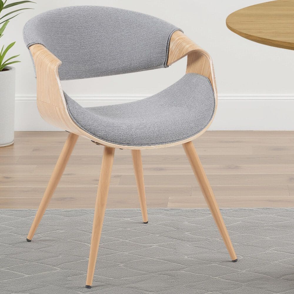 Armen Living Butterfly Arm Chair with Gray Upholstery in Oak, , large
