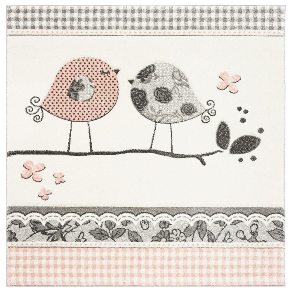 Safavieh Carousel CRK153 4" Square Pink and Ivory Kids Area Rug, , large