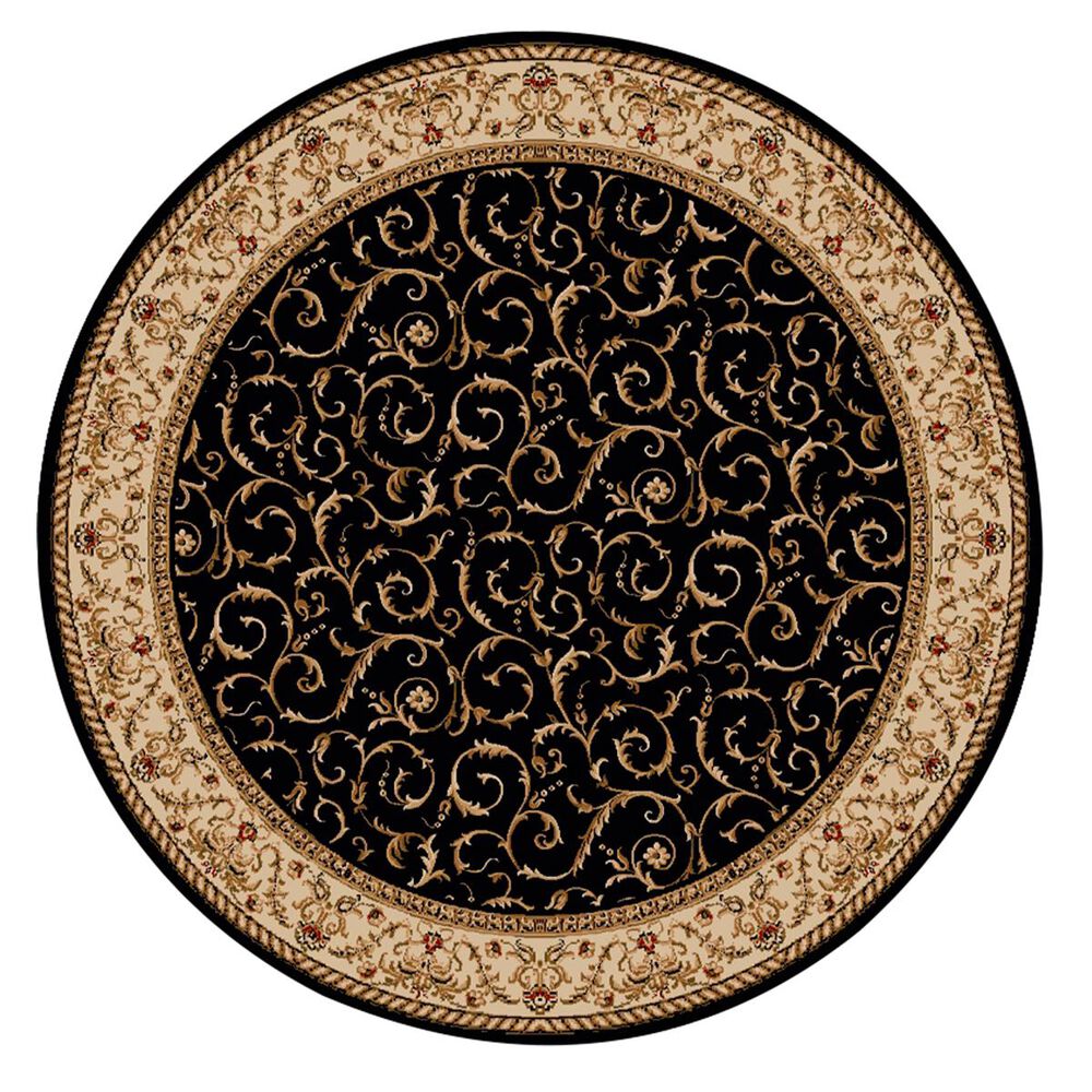 Radici USA Bergamo 1599 8' Round Black Area Rug, , large