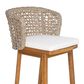 Hearth and Haven Outdoor Bar Stool with Woven Wicker Back and Cushion in Beige (Set of 2), , large