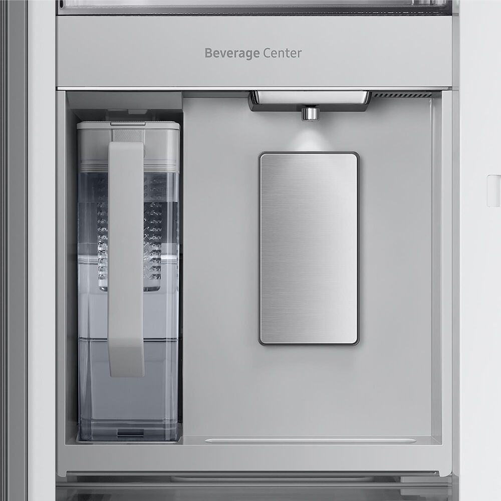 Samsung Bespoke Bespoke 30 Cu. Ft. 3-Door French Door Refrigerator - White Glass Top Family Hub Panels and Matte Gray Glass Bottom Panel Included, , large