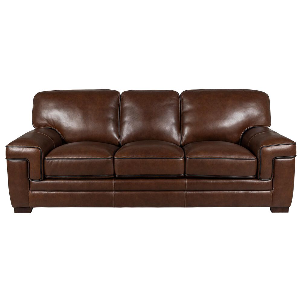 Simon Li Stationary Leather Sofa in Longhorn Bramble, , large