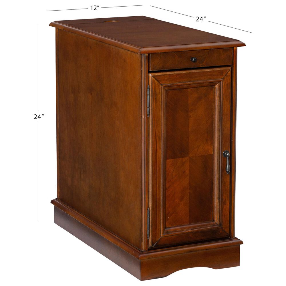 Linon Home Decor Barron Accent Table with USB Charging Station in Hazelnut, , large