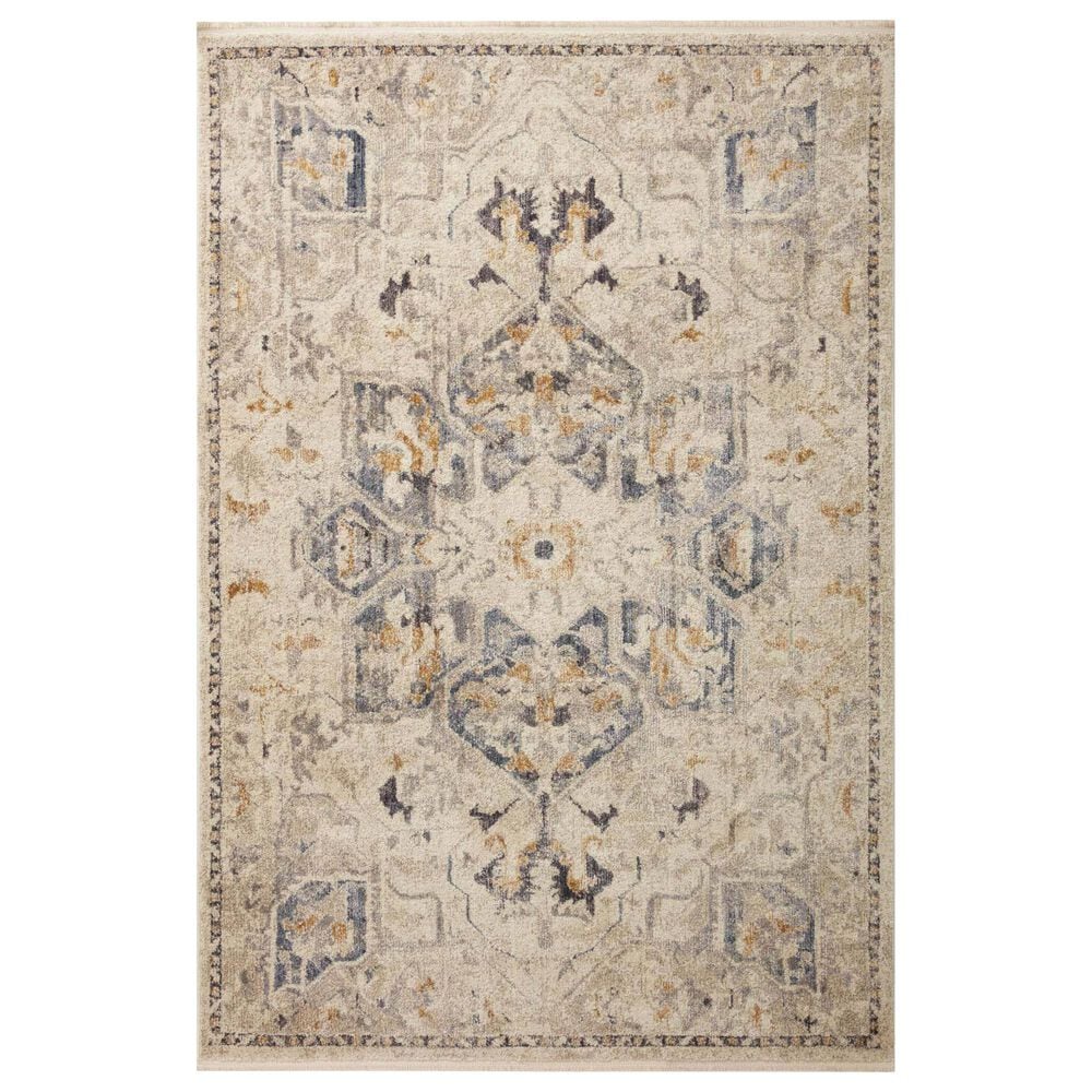 Magnolia Home Janey JAY-01 5'3" Round Natural and Indigo Area Rug, , large