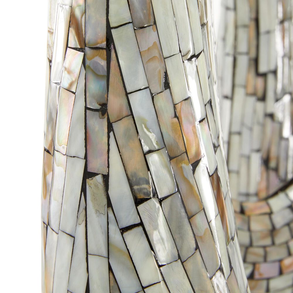 Maple and Jade Pearl Shell Abstract Swirl Decorative Sculpture in Polished Gray and Black, , large