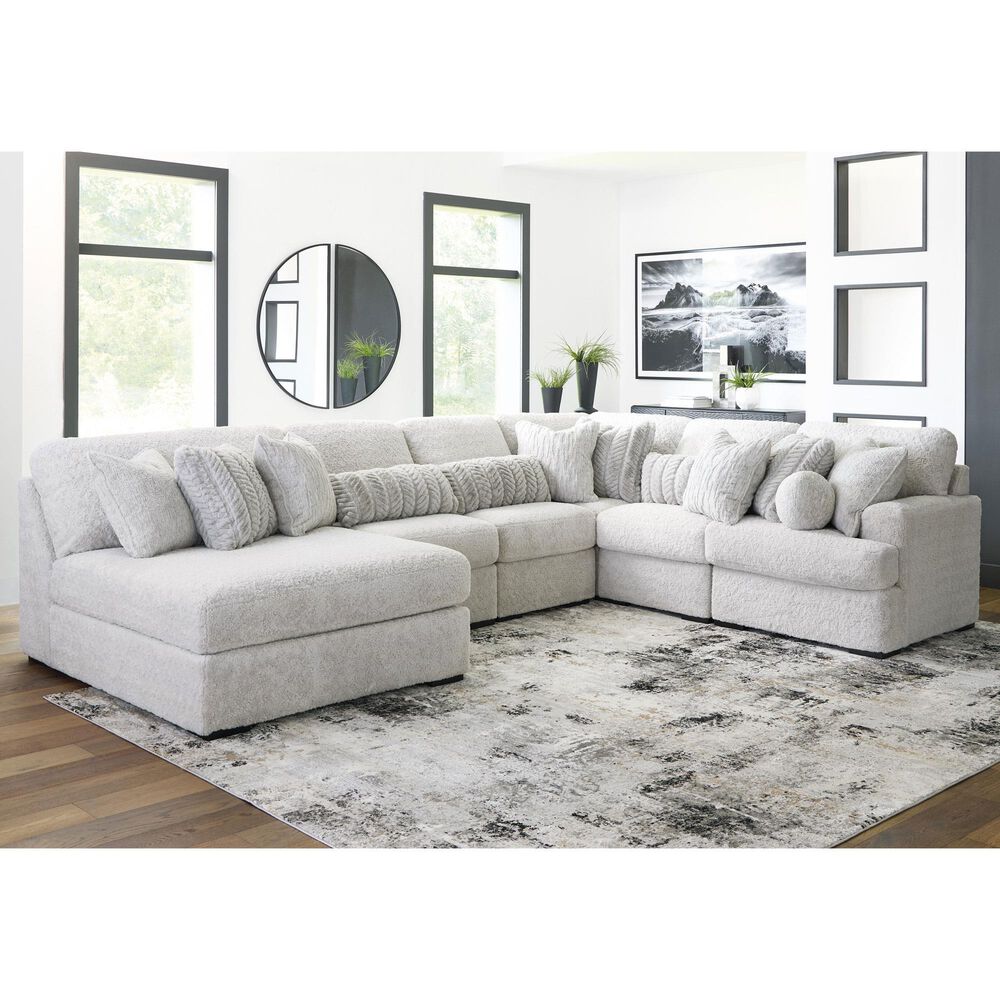 Ashley Cuddle Plush 6-Piece Stationary Left Facing Sectional with Chaise in Arctic, , large