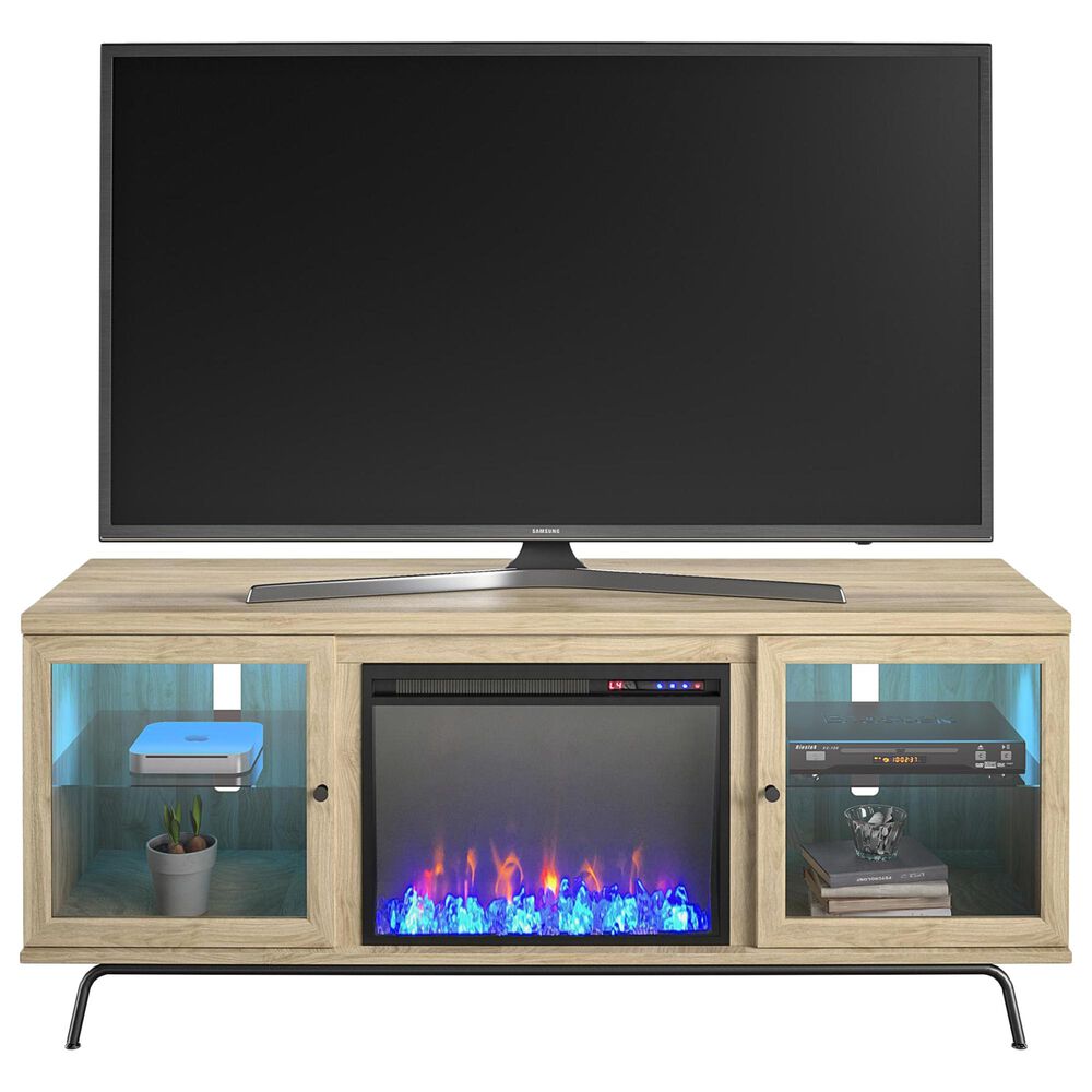 DHP Marabella 70&quot; TV Stand with Fireplace in Blonde Oak, , large