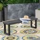 Hearth and Haven Patio Wood Dining Bench in Dark Grey, , large
