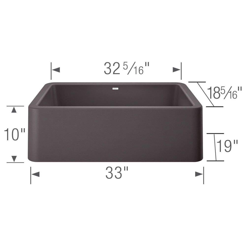Blanco Ikon 33&quot; Apron Single Bowl Farmhouse Sink in Cinder, , large