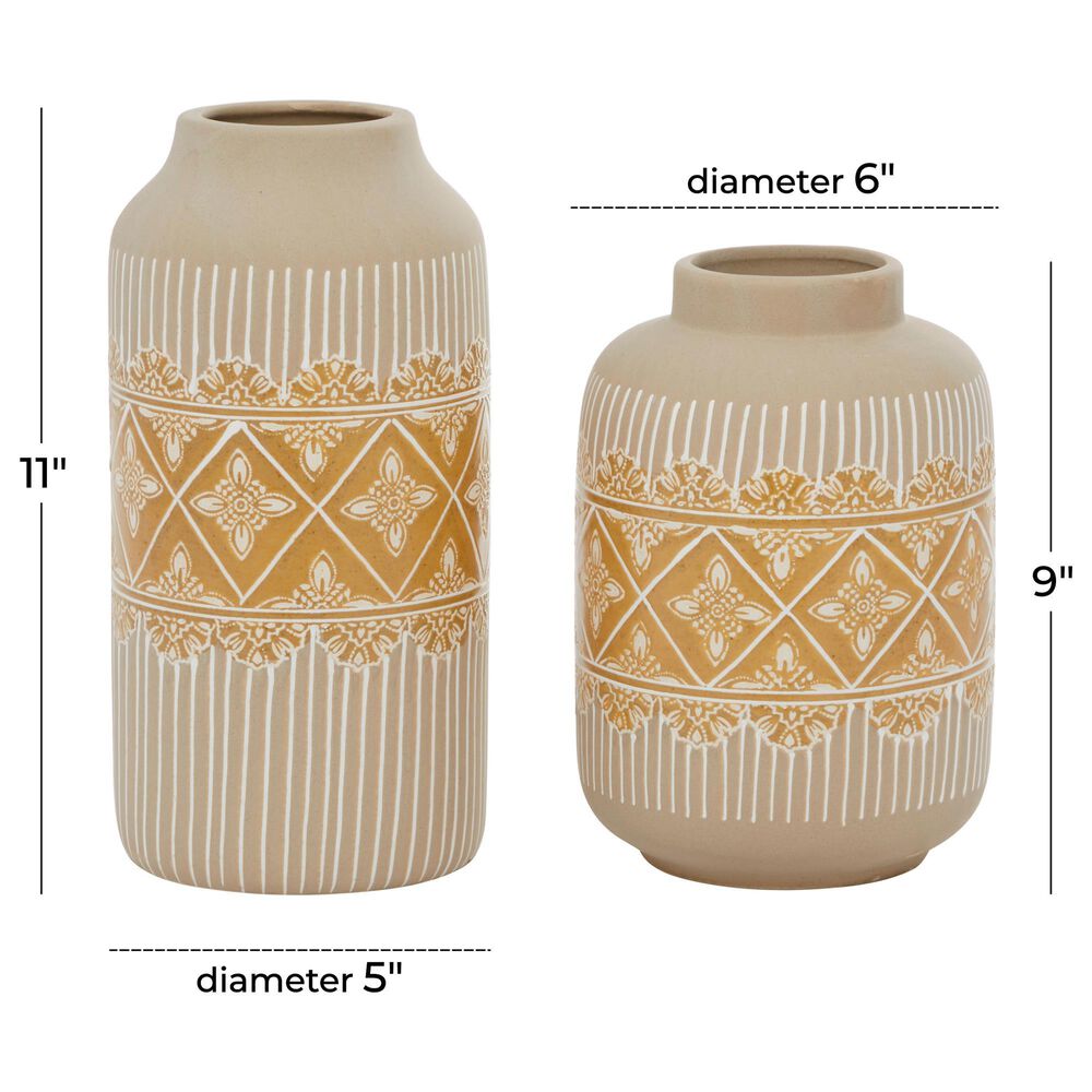 Maple and Jade Bohemian Vase in Beige and Tan &#40;Set of 2&#41;, , large
