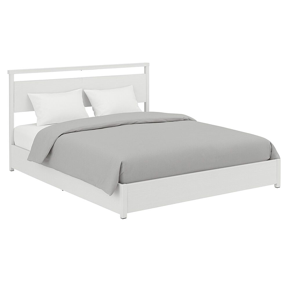 HOMLUX King 4-Drawer Storage Bed with LED Headboard and Charging Station in White, , large