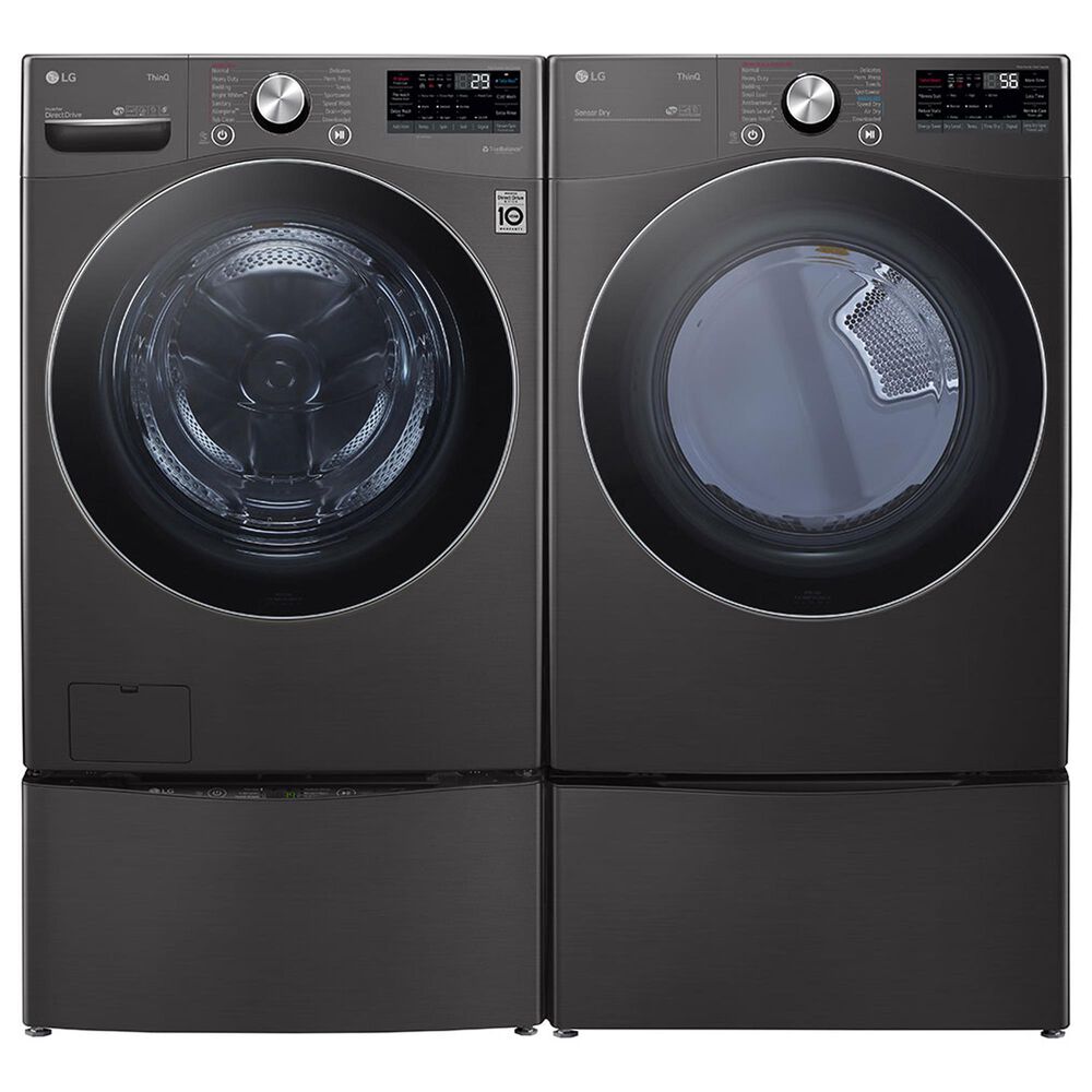 LG 7.4 Cu. Ft. Smart Front Load Electric Dryer with TurboSteam in Black Steel, , large