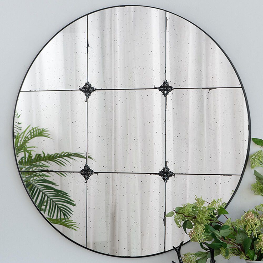 A&amp;B Home Antique Glass Wall Mirror in Black, , large