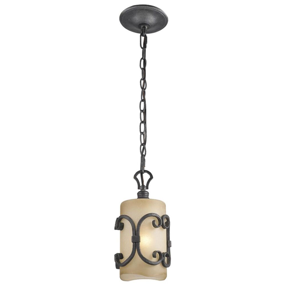 Golden Lighting Madera Mini Pendant in Black Iron with Toscano Glass, , large