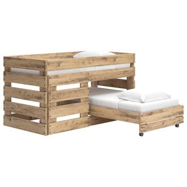 Ashley Larstin Twin Loft Caster Bed in Tan and Brown, , large