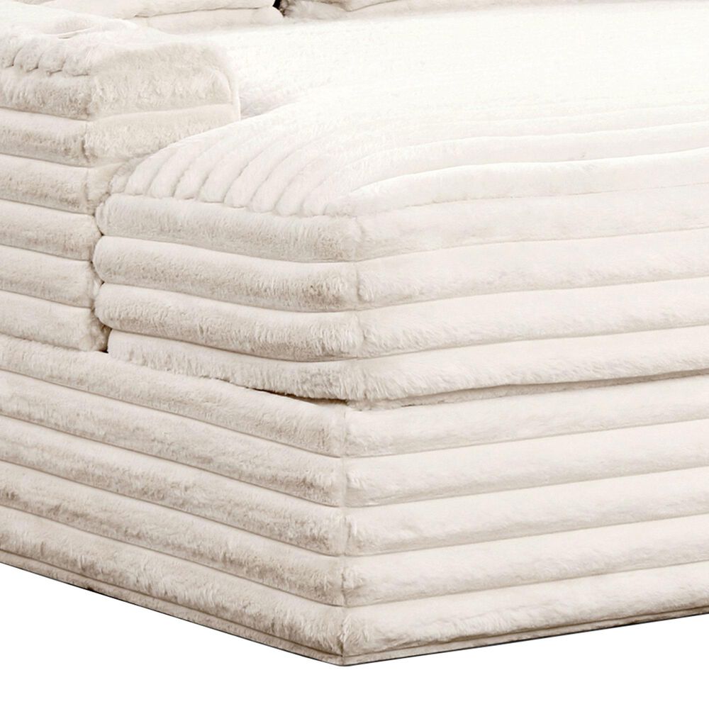 Furniture of America Tavedestrand Oversized Chaise Lounger with Cupholders and USB Ports in White, , large
