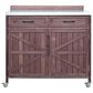 HOMLUX 39" Outdoor Kitchen Island with Stainless Table Top in Dark Brown, , large
