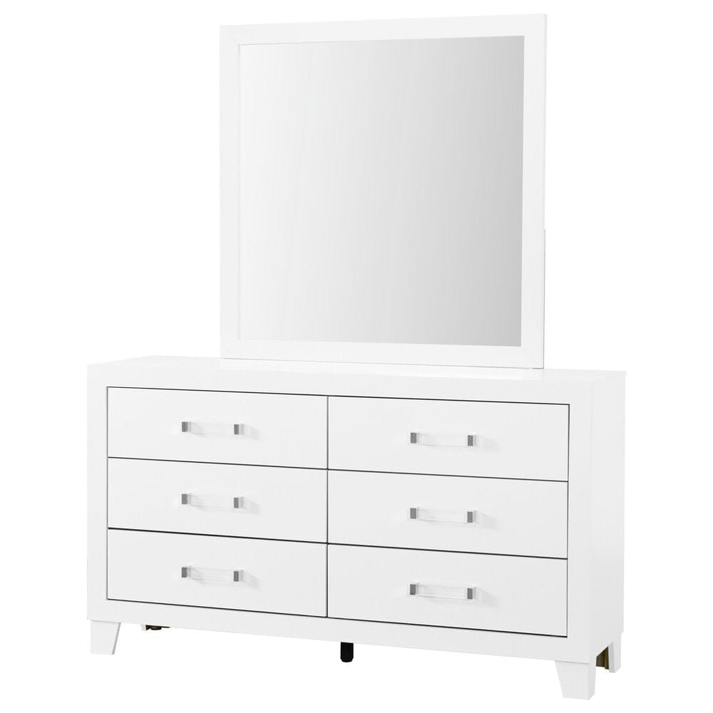 Global Furniture USA Luccia 6-Drawer Dresser and Mirror in White, , large