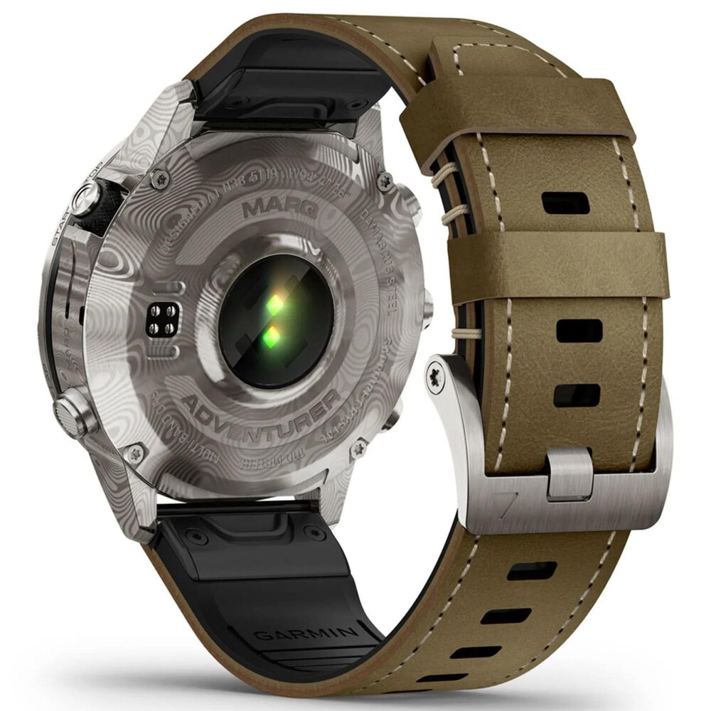 Garmin MARQ Adventurer Edition &#40;Gen 2&#41; Smartwatch 46 mm Damascus Steel Case with Brown Band, , large